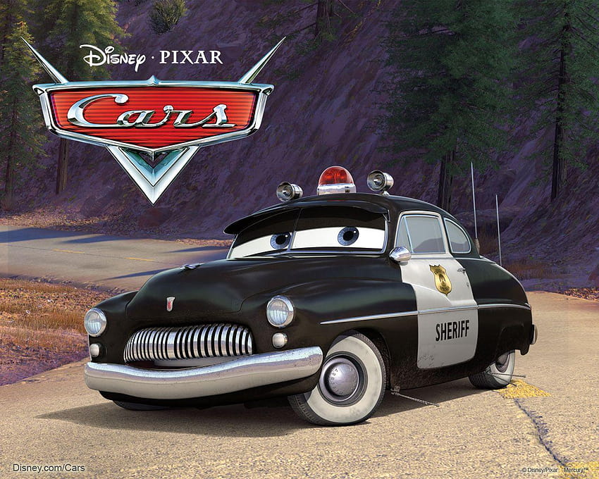 7 personajes de dibujos animados de Disney Pixar Car Sheriff fondo de pantalla