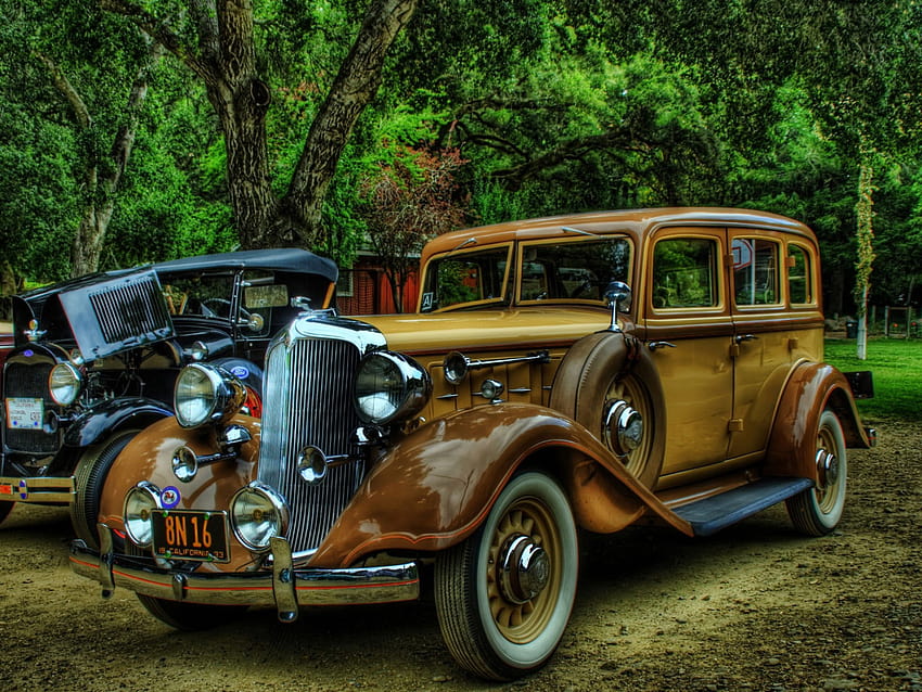 Vintage , Car, Oldtimer, Digital Art, Vehicle, Trees, Plants • For You, ultra vintage car HD wallpaper