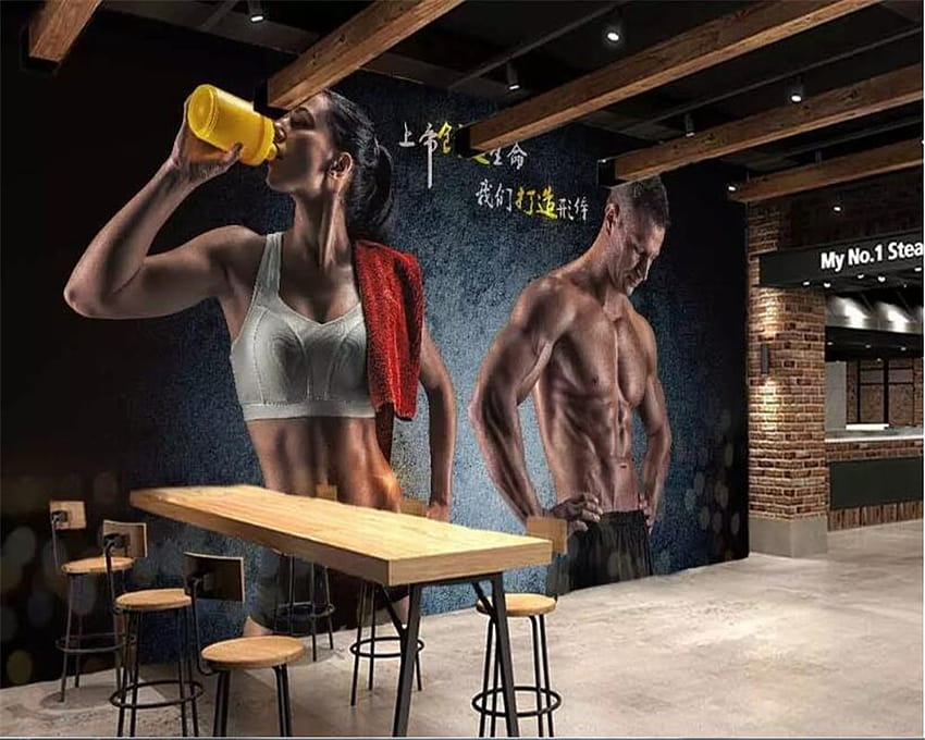 Beibehang do foto do pokoju dziecięcego Niestandardowa foto z plakatem fitness dla mężczyzn i kobiet do salonu Tapeta HD