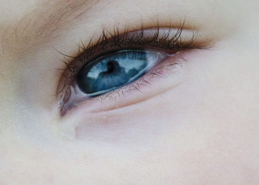 : blue, baby, eye, closeup, Nikon, child, sad, crying, tear, teardrop, d7000 2801x2000, eye tear HD wallpaper
