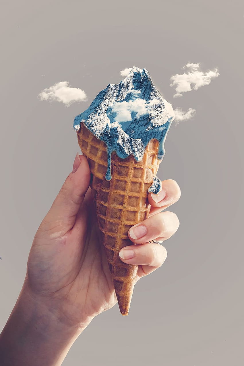 아이스크림, 산, 구름, 콘 ..., 아이스크림 콘 HD 전화 배경 화면