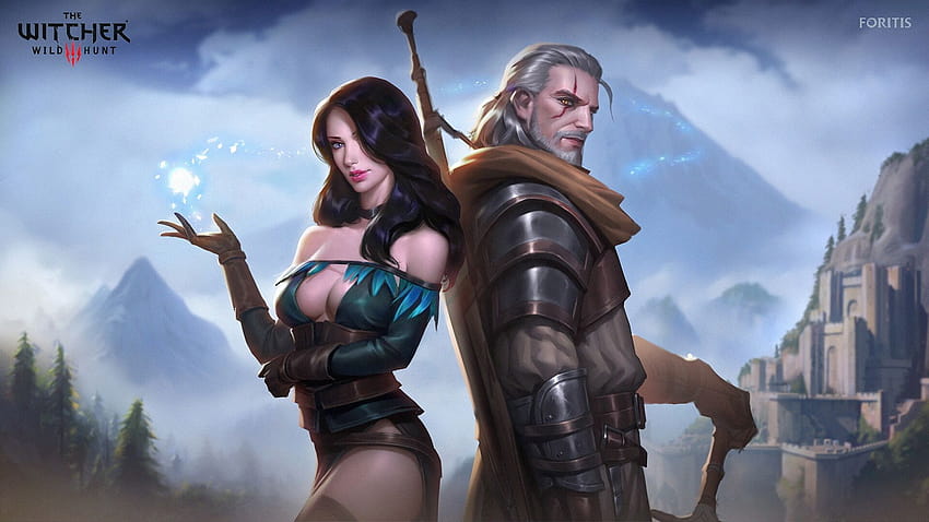 Geralt & Yennefer The Witcher Fanart, artiste et arrière-plans, geralt de rivia minimaliste Fond d'écran HD
