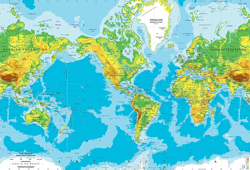 Физическа карта на света [3000x2037] за вашия мобилен телефон и таблет HD тапет