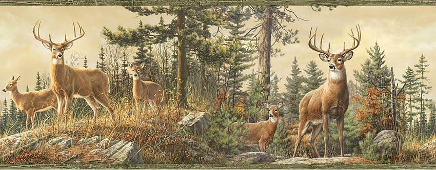 Whitetail Crest Deer Border, terry redlin border HD wallpaper