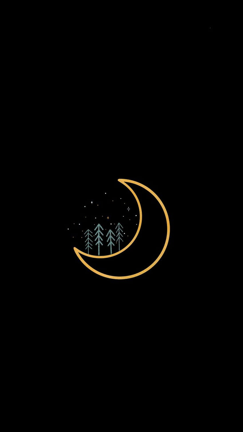 On The Moon Art Dark Black Amoled OnePlus, rysunek księżyca Tapeta na telefon HD