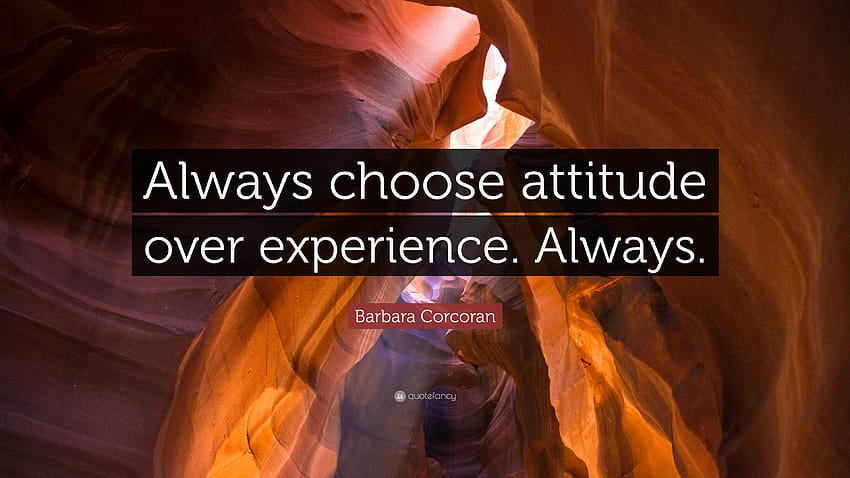 Barbara Corcoran Quote: “Always choose attitude over experience HD wallpaper