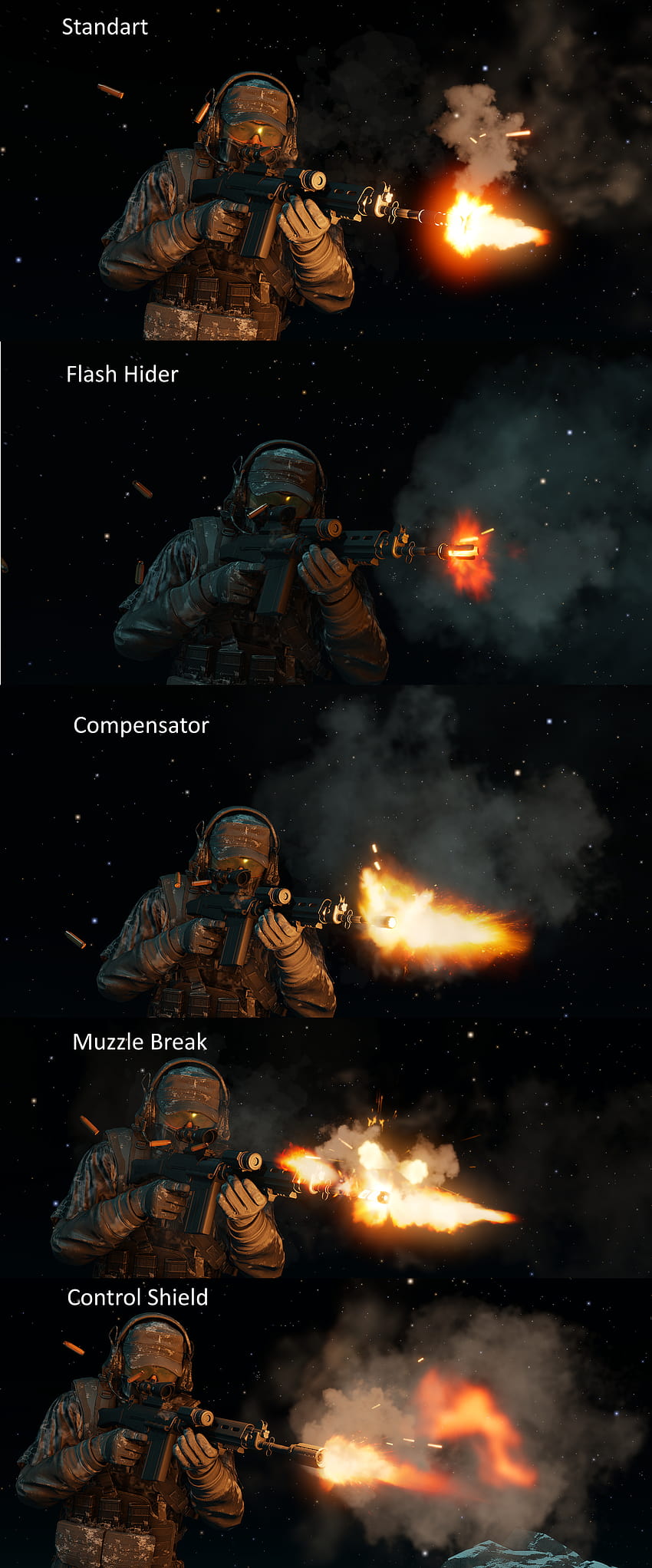 A comparison of different AR muzzle flash effects per barrel attachments : r/BreakPoint HD phone wallpaper