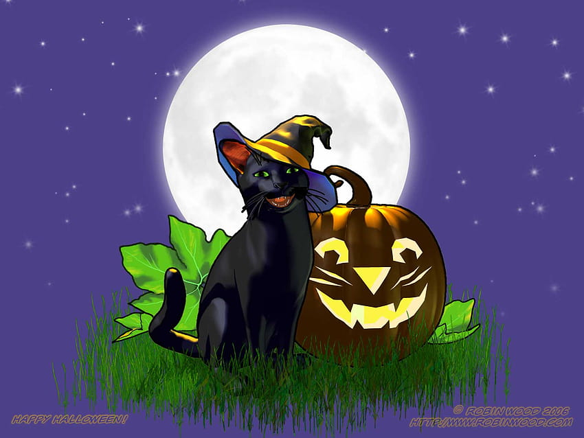 canlandırılmış kedi,kara kedi,çizgi film,çizgi film,ay,dolunay,illüstrasyon,kurgusal karakter,kedi,kedigiller,animasyon, cadılar bayramı anime kediler HD duvar kağıdı