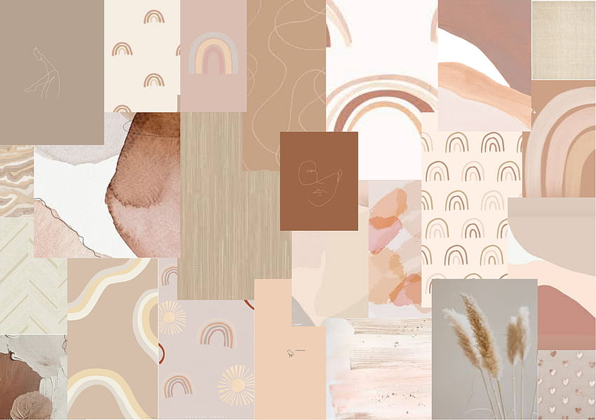 Neutrale Ton-Collage für Chromebook, Pastell-Chromebook HD-Hintergrundbild