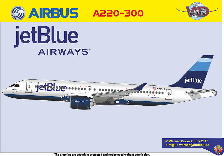 NEW Airbus A220, jetblue HD wallpaper