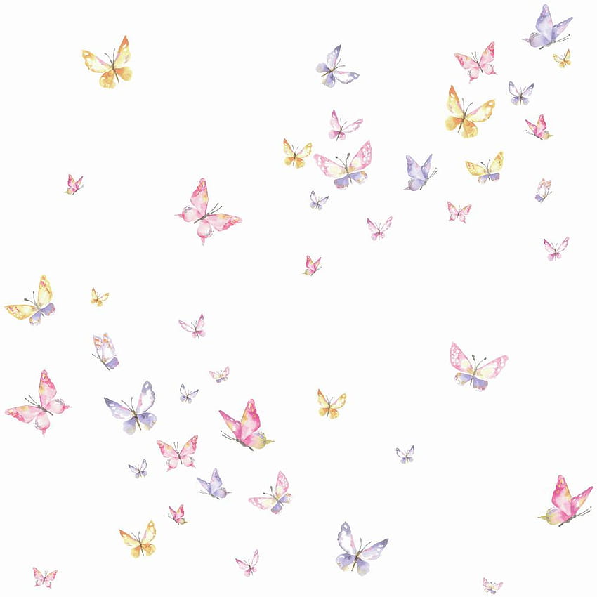 York Wallcoverings 56 sq. ft. Watercolor Butterflies, butterfly aesthetics HD phone wallpaper