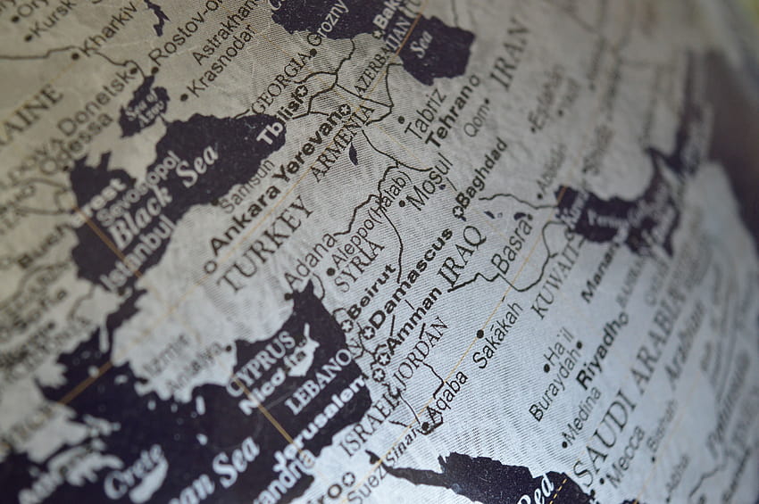 Ирак, карта, Близък изток, глобус, Сирия ...peakpx, карта на Близкия изток HD тапет