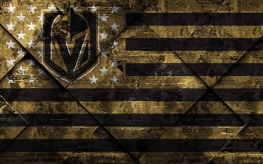 Vegas Golden Knights, Amerikan hokey kulübü, grunge sanat, eşkenar dörtgen doku, Amerikan bayrağı, NHL, Nevada, ABD, Ulusal Hokey Ligi, ABD bayrağı, 3840x2400 çözünürlüklü hokey. Yüksek Kaliteli, altın şövalyeler bilgisayarı HD duvar kağıdı