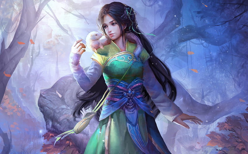 Beautiful Chinese Fantasy Girl, chinese women blue HD wallpaper