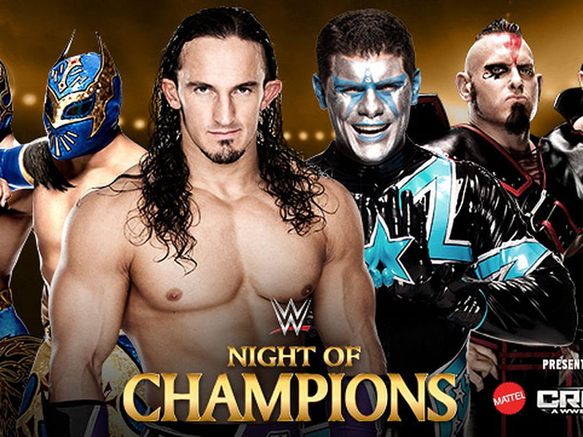 WWE Night of Champions 2015 match card complete with Cosmic, the lucha dragons HD wallpaper