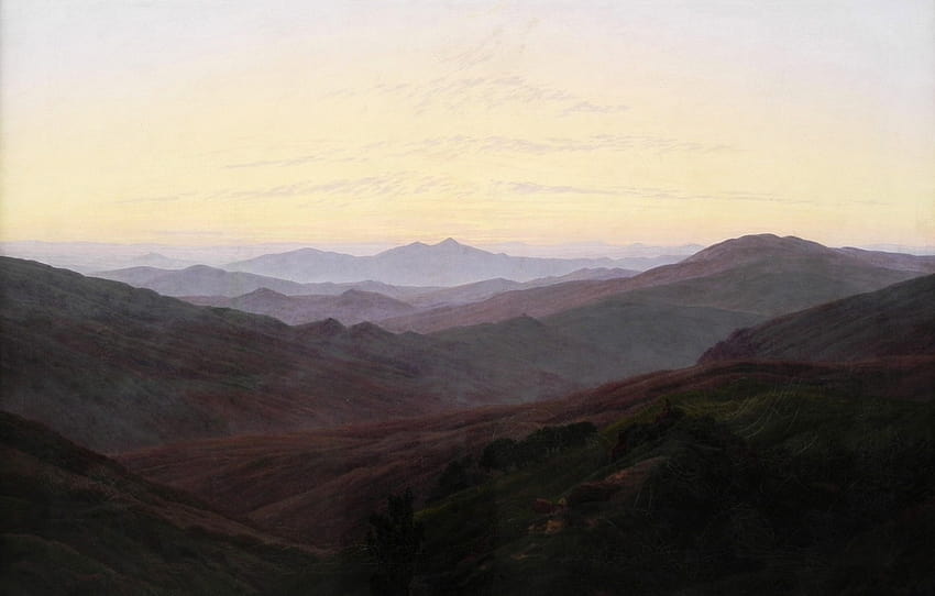landscape, mountains, Caspar David Friedrich, Riesengebirge , section живопись HD wallpaper