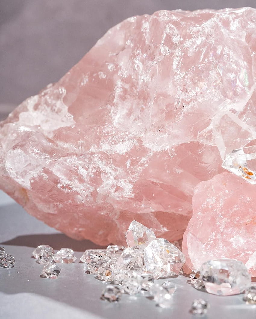 actual rose quartz**, pink crystal HD phone wallpaper