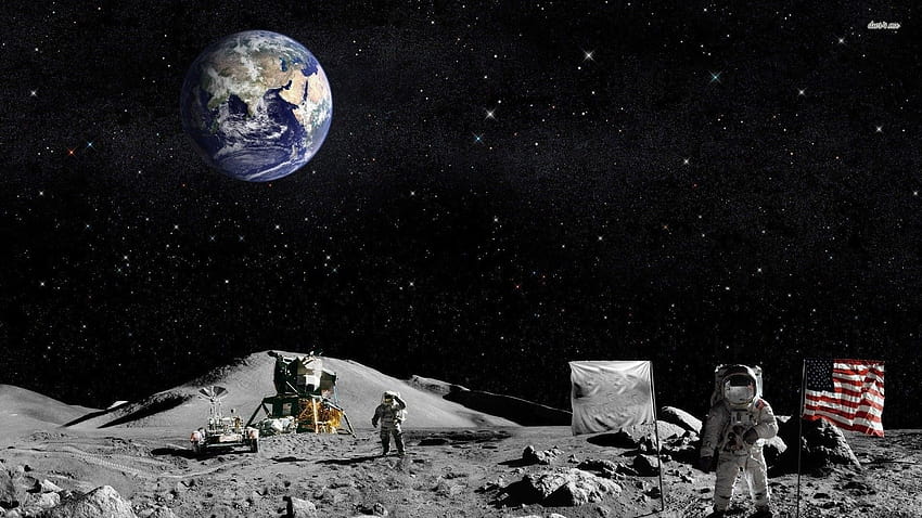 Astronauta na Księżycu, lądowanie na Księżycu Tapeta HD