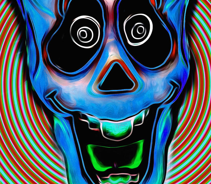 Blue trippy skull, trippy skeleton HD wallpaper