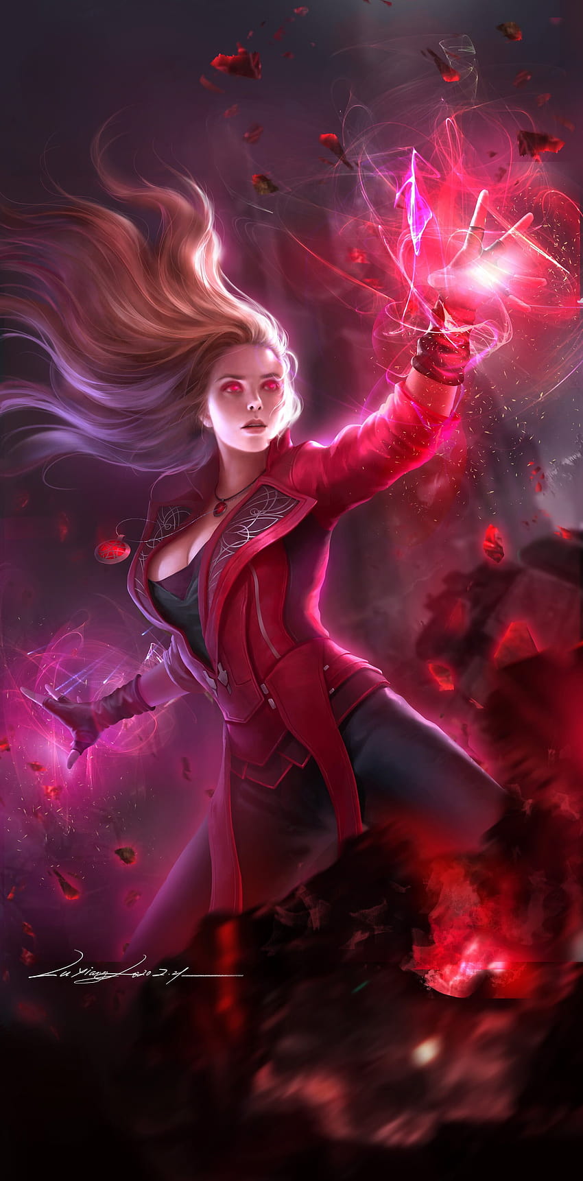 red eyes glowing eyes Scarlet Witch Wanda maximoff 팬 아트 디지털 아트 Marvel Girl Marvel Comics in 2021, wanda phone HD 전화 배경 화면