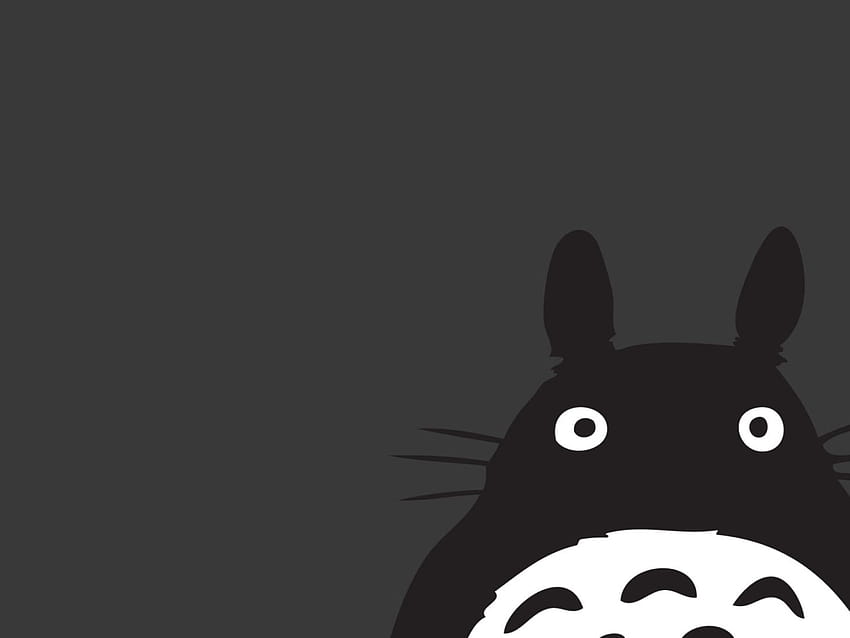 My Neighbor Totoro , Anime, Studio Ghibli, Grey, Minimalism • For You, anime grigio scuro Sfondo HD