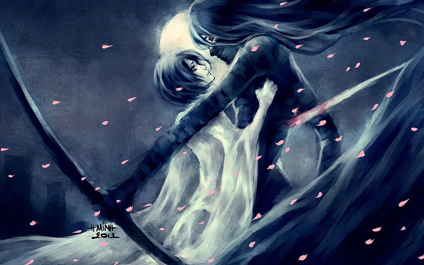 Bleach Moon Kurosaki Ichigo long hair red eyes short hair Kuchiki ...