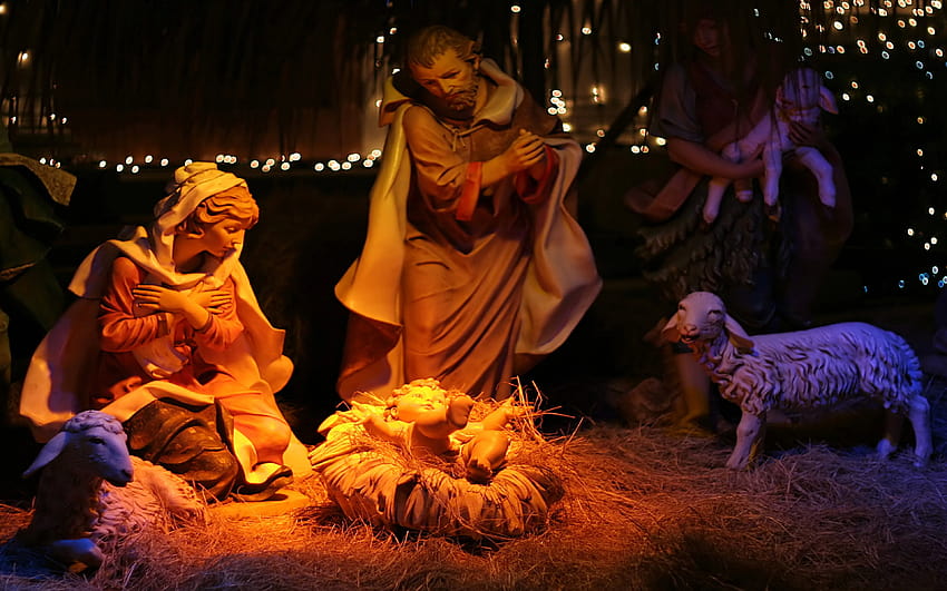 Бъдни вечер Раждането на Исус Христос, Христова коледна картичка HD тапет
