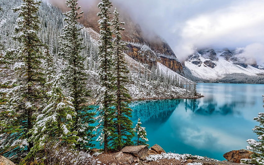 Moraine Lake, อุทยานแห่งชาติ Banff, แคนาดา, ภูมิทัศน์ทะเลสาบ moraine ที่อุทยานแห่งชาติ banff วอลล์เปเปอร์ HD