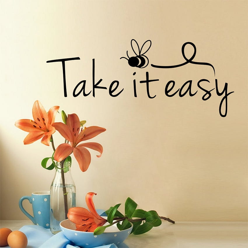 Take it Easy Quotes Wall Stickers Cute Little Bee Vinyl Wall Decal Art Mural for Home Decor HD phone wallpaper