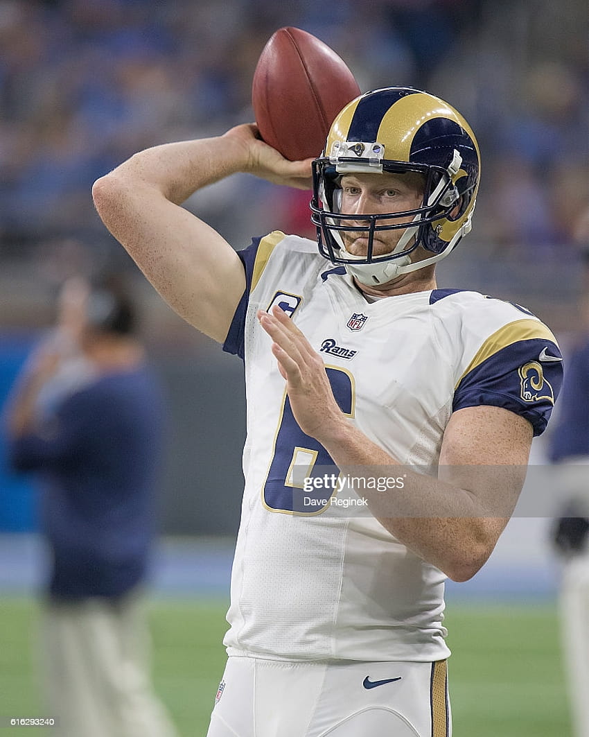 Punter Johnny Hekker of the Los Angeles Rams throws the football