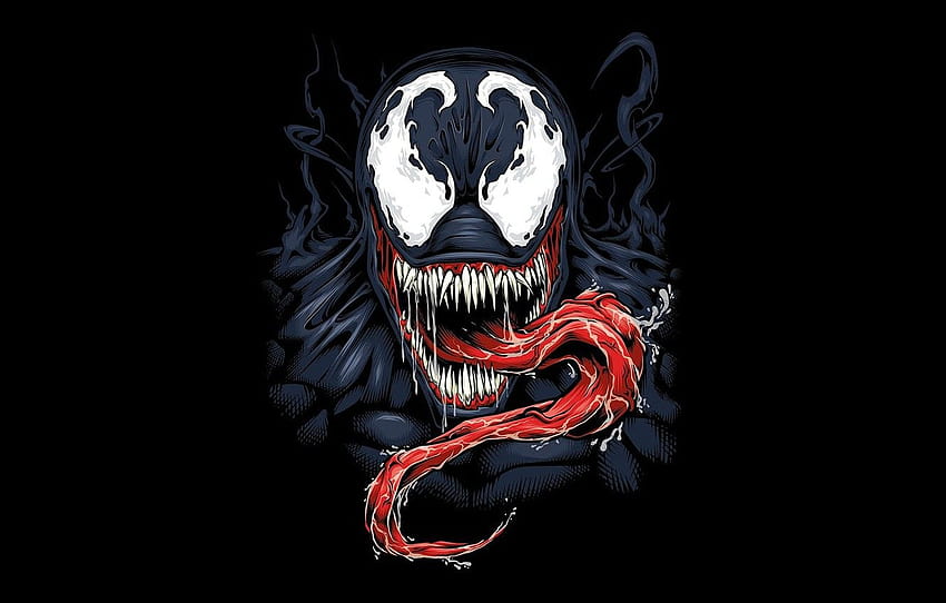 background, black, venom, MARVEL, venom , section минимализм, venom marvel halloween HD wallpaper