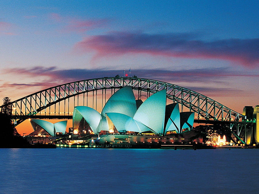 Sydney Australia Opera House und Harbour Bridge, Hafenbrücke von Sydney HD-Hintergrundbild