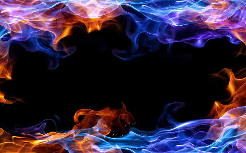 Abstract Blue Fire Frame, blue fire backgrounds HD wallpaper