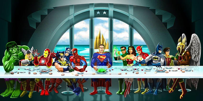 Superhero Last Supper by luismhernandez, jesus dinner table HD wallpaper