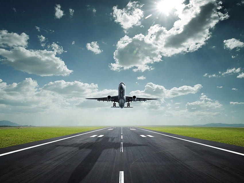Gray And White Plane, Airplane, Landing, Sky • For You For & Mobile HD wallpaper