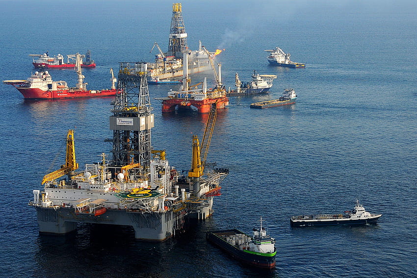 Ölquellen, Offshore-Plattform HD-Hintergrundbild