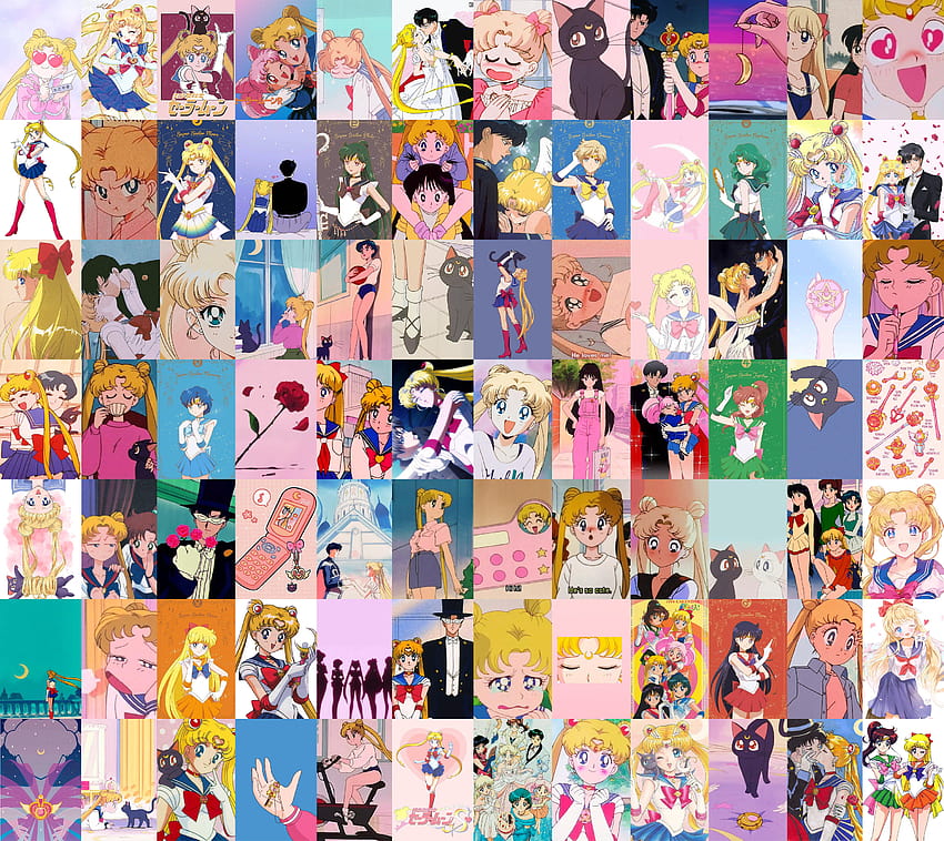 84 PCS Anime Aesthetic Wall Collage Kit Cute Sailor Moon, Sailor Moon Collage HD-Hintergrundbild