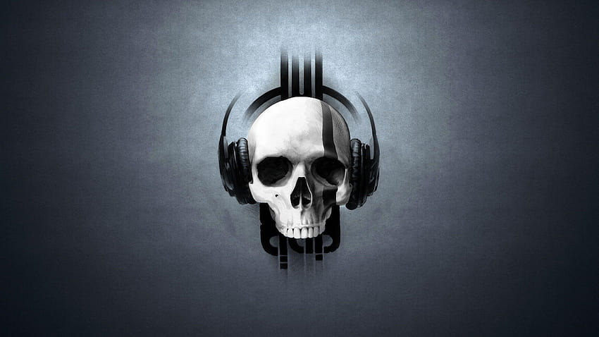 2560x1440 Music skull headphones HD wallpaper
