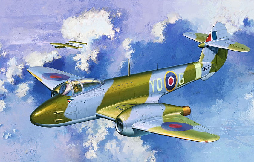 Angkatan udara kerajaan, Meteor Gloster, Perusahaan Pesawat Gloster, jet tempur Inggris pertama, F.1, F.Mk I , bagian авиация Wallpaper HD