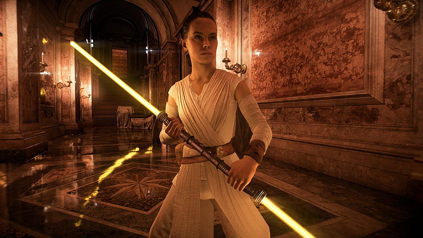 It would have been cool if Rey had a double bladed saber to match, double bladed lightsaber HD wallpaper