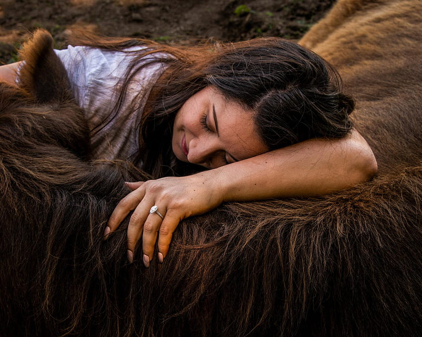 animals hugging humans
