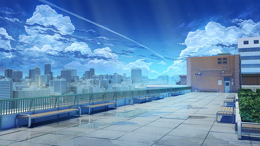 Anime Scenery Buildings Sky Rooftop Cityscape [1920x1080] for your , Mobile  & Tablet, cityscape anime HD wallpaper | Pxfuel