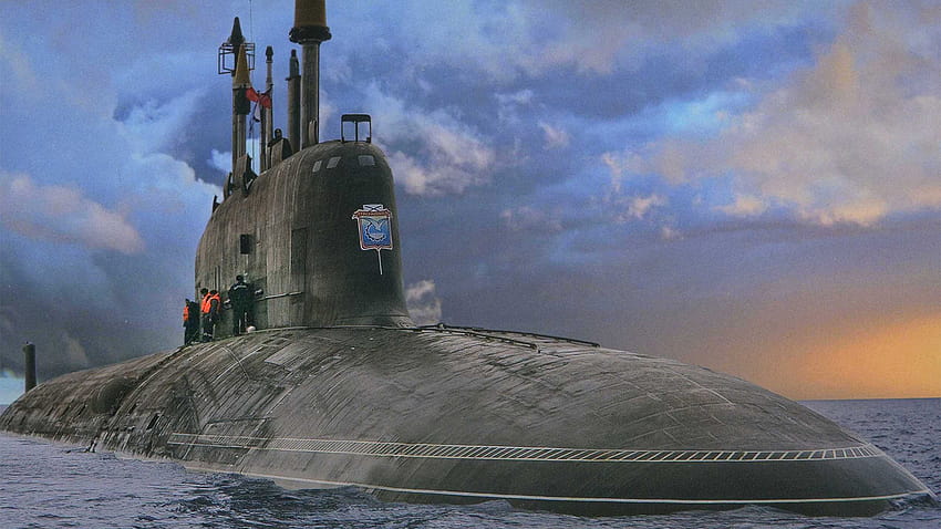 To jest nowa rosyjska łódź podwodna do ataku nuklearnego, okręt podwodny klasy akula Tapeta HD