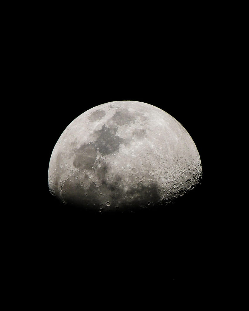 Space moon, sky, crater, night, dark HD phone wallpaper