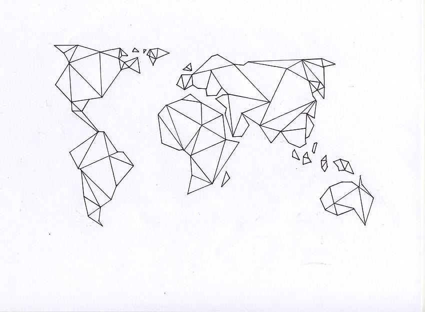 Mapa del mundo minimalista, mapa de contorno del mundo fondo de pantalla
