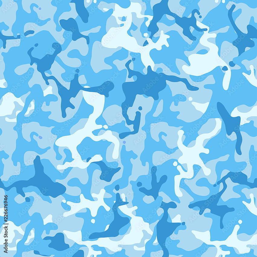Camouflage pattern background, seamless vector illustration. Military clothing style. Masking army camo, repeat print for or prints on fabric. Blue, sea colors. Stock Vector, army pattern HD phone wallpaper