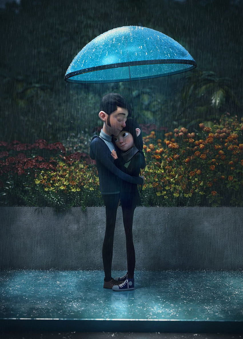 Rain by Guzz Soares, anime couple rain HD phone wallpaper