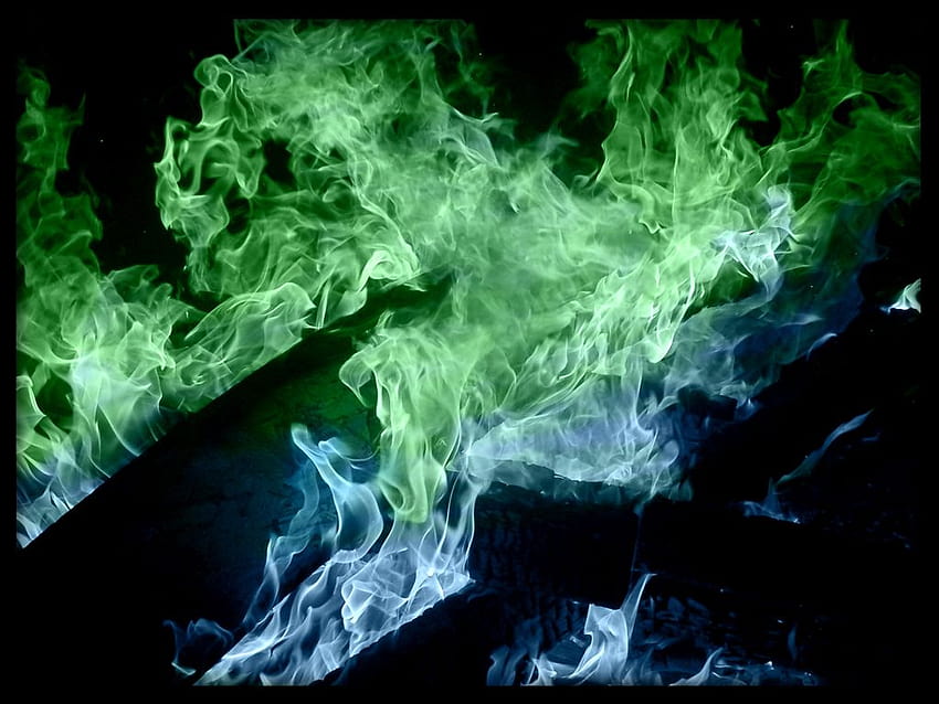 Green Fire Flames Blue green flames by [1024x768] for your , Mobile & Tablet HD wallpaper