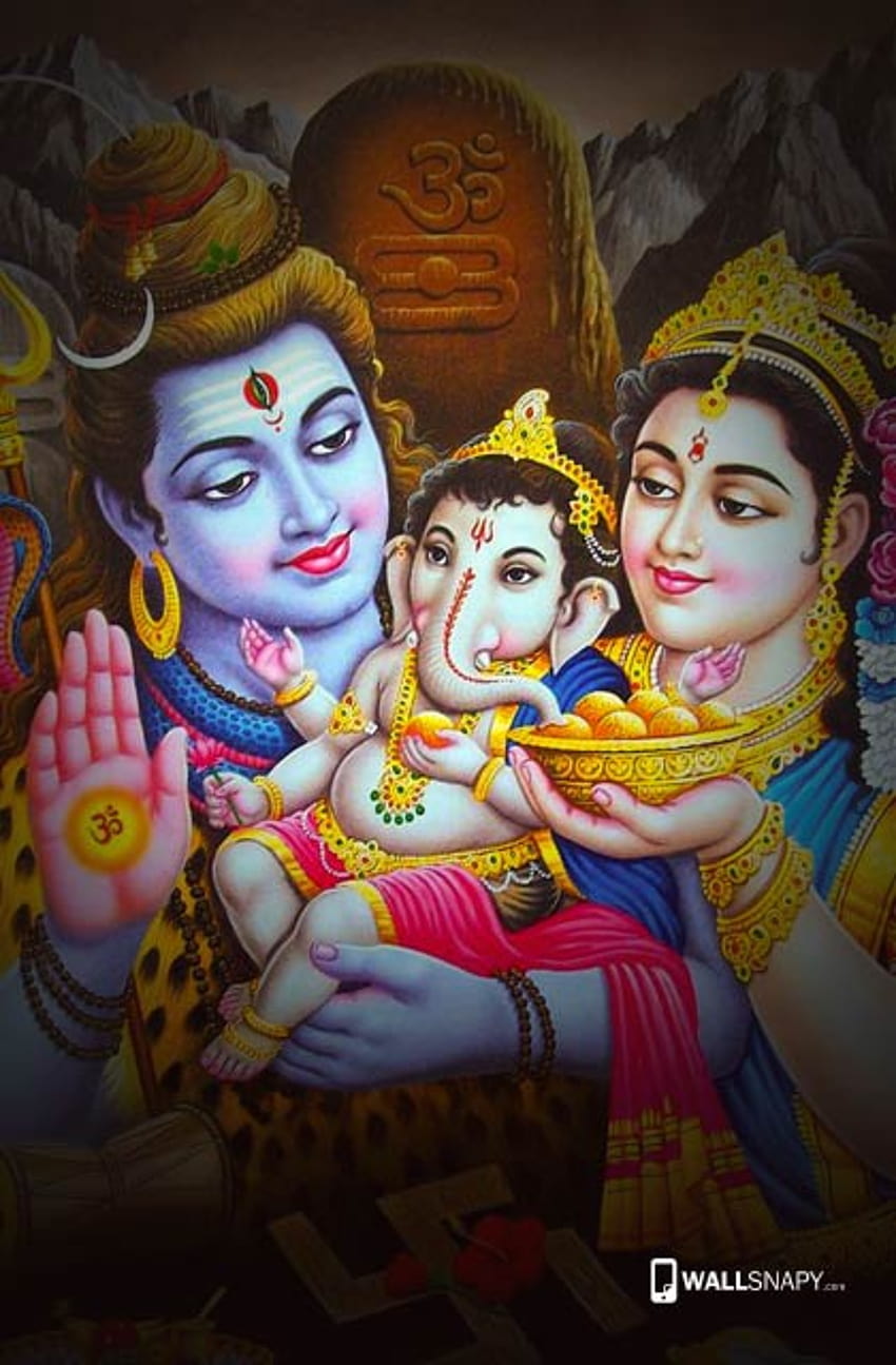 Baby ganesha with shiva parwathi HD phone wallpaper | Pxfuel