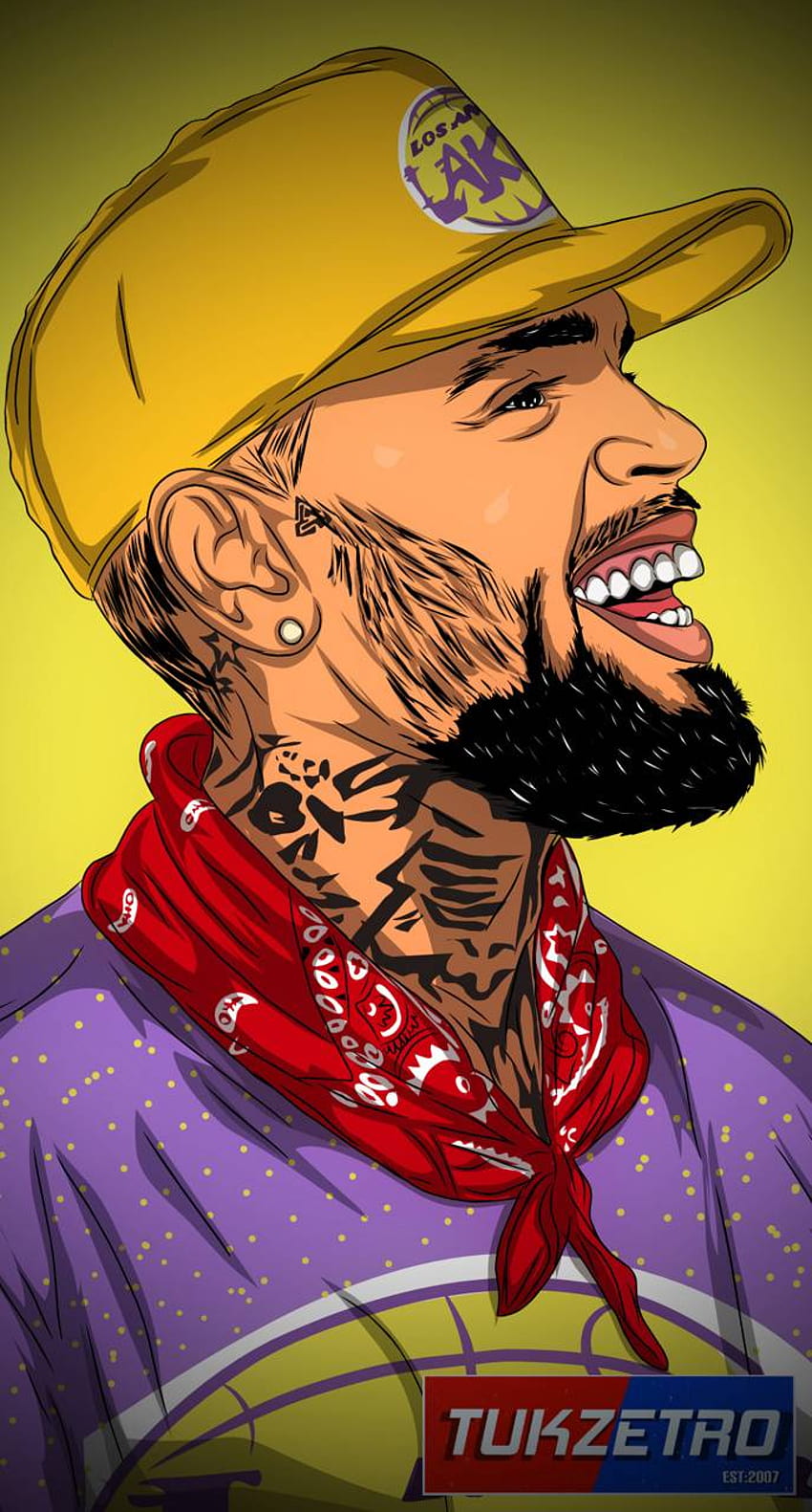 Chris Brown autorstwa Tukzetro, kreskówka Chrisa Browna Tapeta na telefon HD